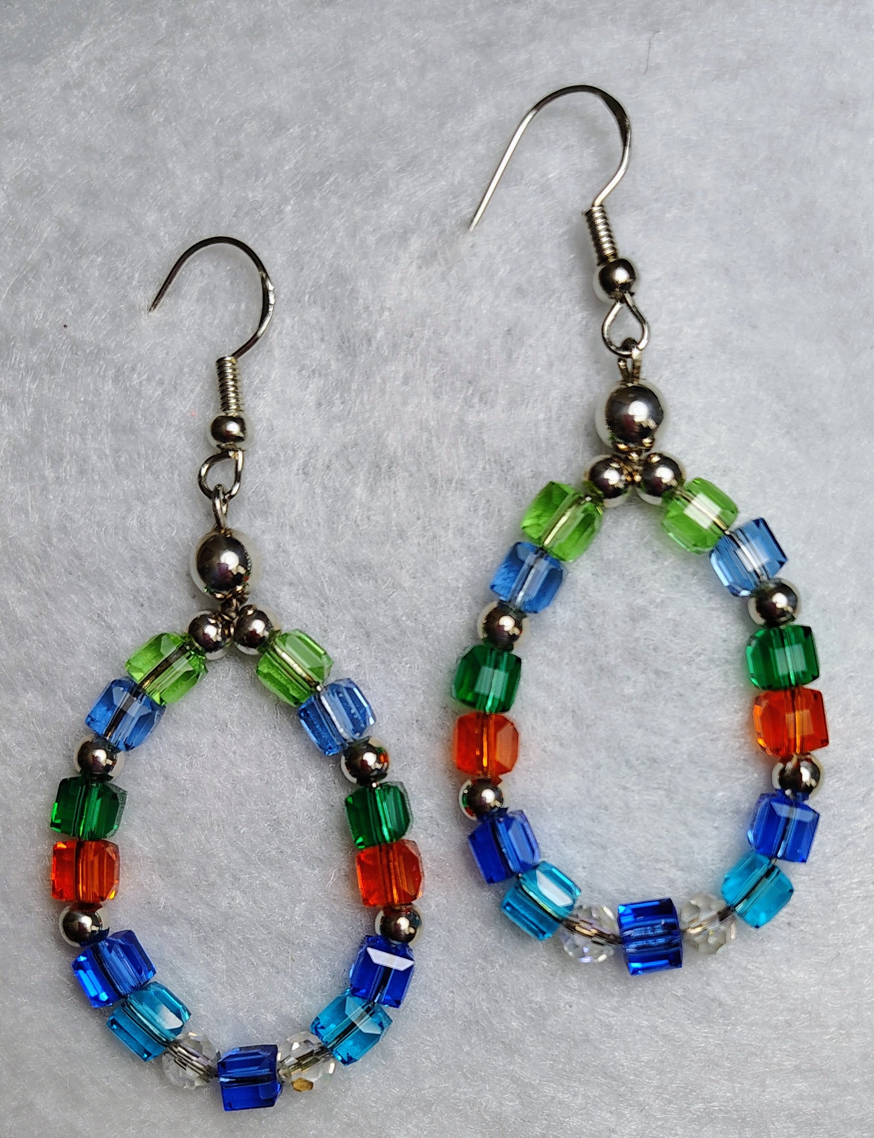 Small Crystal Cube Hoop Earrings