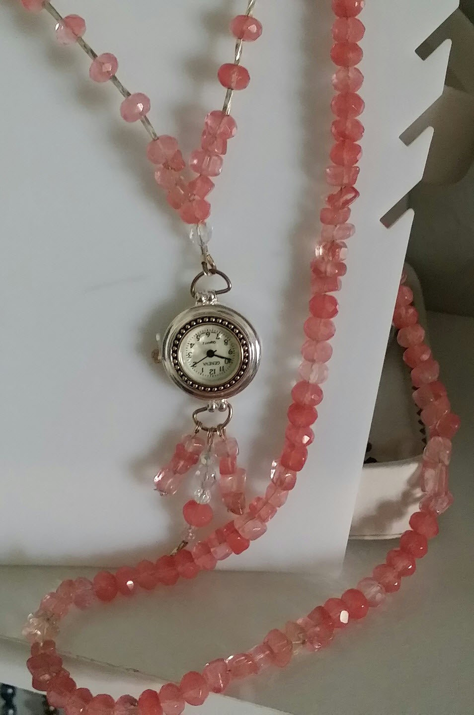 Pink and Rose Quartz Lavalier Watch